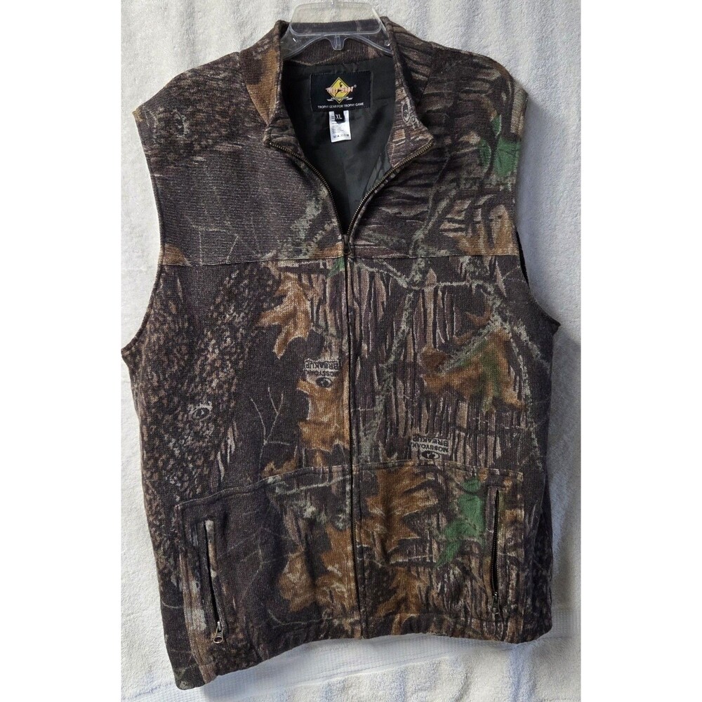 VTG Hot Shot Trophy Gear Wool Blend Hunting Vest Mens XL Mossy Oak Break Up Camo